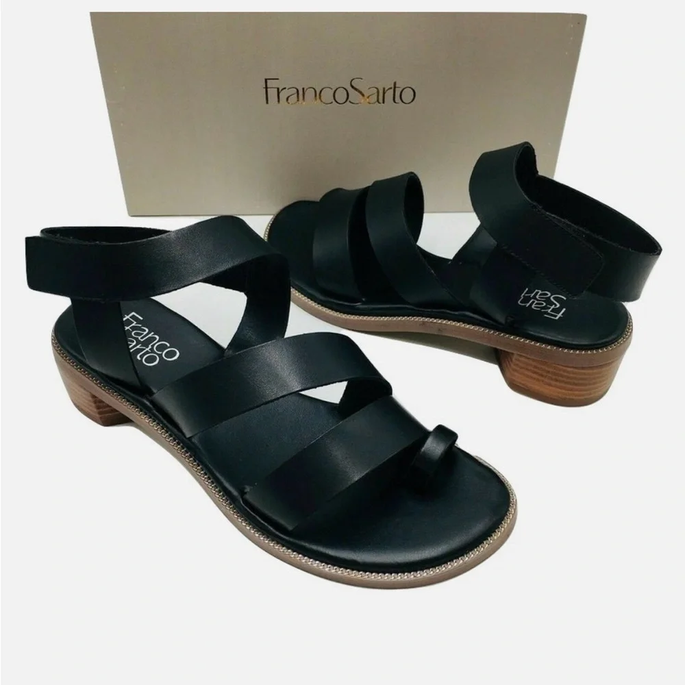 Franco Sarto Laritza Strappy Sandals, Black, New in Box